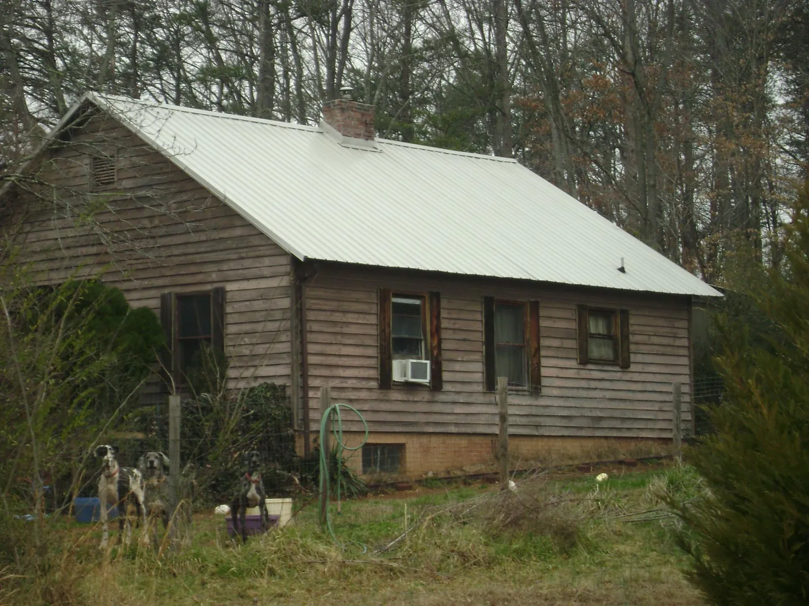 White metal roof on an old wood sided farmhouse, from a Metal Roof Installation job in West Leyden